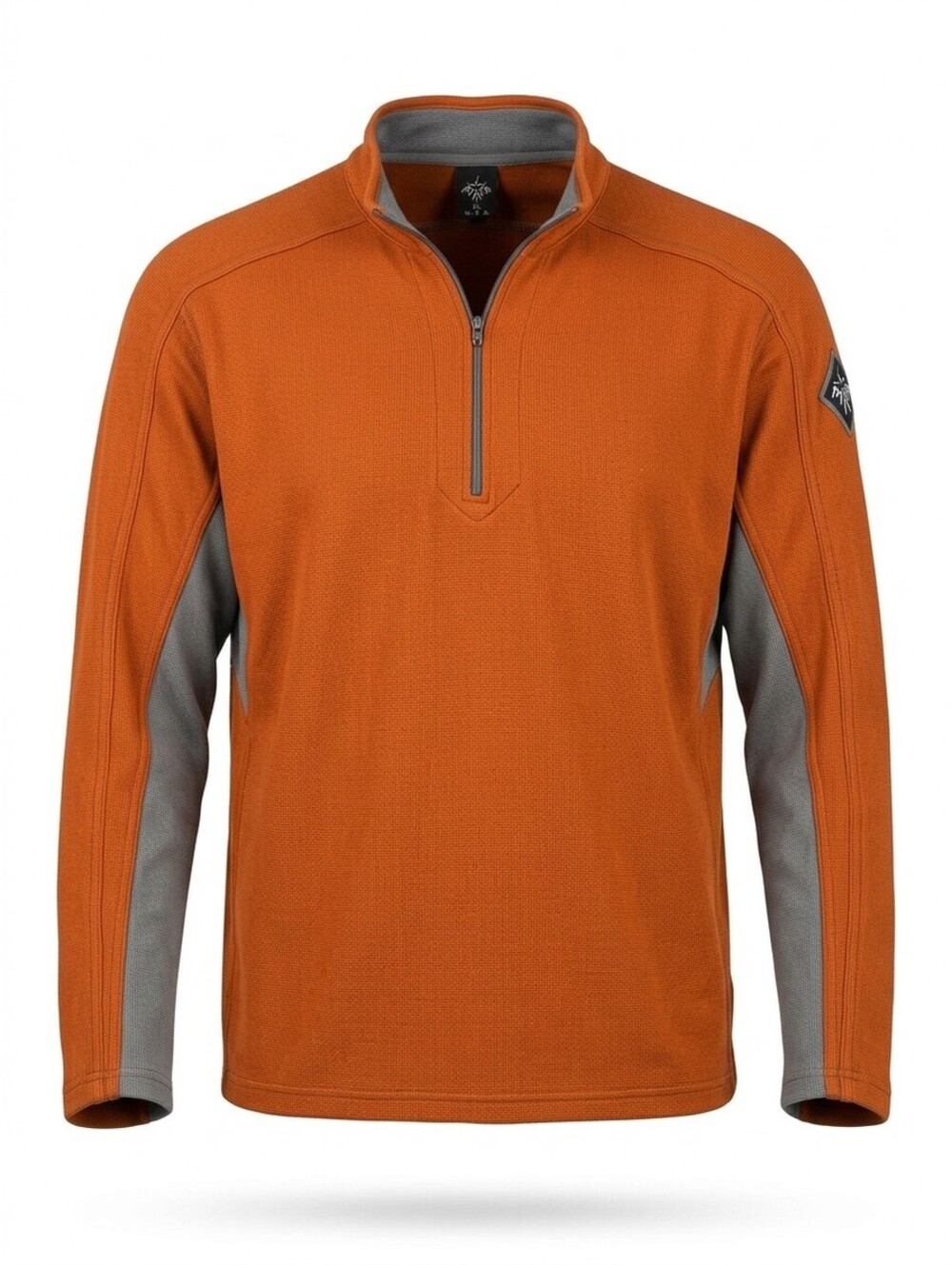 prAna Half Zip Pullover Waffle Knit Shirt Mens XL Burnt Orange Gray Made USA VGC